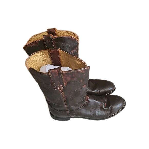 Justin Brown Leather‎ Classic Roper Rodeo Cowboy Western Boots Men\'s Size 11D